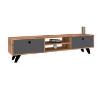 Mesa TV,100% Tablero de aglomerado rechapado en melamina, Color Atlantic Pino Antracita WELLHOME