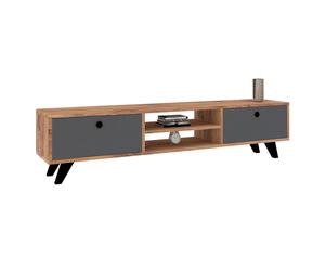Mesa TV,100% Tablero de aglomerado rechapado en melamina, Color Atlantic Pino Antracita WELLHOME