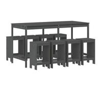 Mesa Y Taburetes Altos Jardín 9 Pzas Madera Maciza De Pino Gris Vidaxl