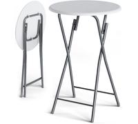 CASARIA® Juego de 2 Mesas de Bar Altas Plegables 110x60cm Mesitas Bistro Tablero Redondo MDF Aspecto Madera Eventos Jardín