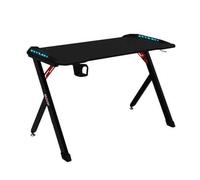 Mesas marca Muvip modelo Muvip PRO1200 Mesa Gaming Fibra de Carbono con Luz RGB - Solida - Gran Superficie - Portavasos - Gancho para Auriculares - Medidas 120x60x75cm - Color Negro