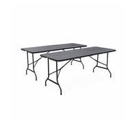 Mesas plegables portátiles para eventos, set de 2 gris oscuro - 180x69.5x73.5 cm