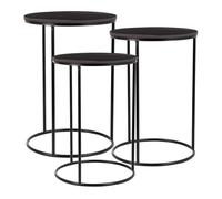 Mesas set 3pzas de metal negro 29x29x46h-34x34x52h-39x39x57h cm