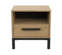 Mesilla de noche 1 cajón y 1 estante decorativo roble y negro mate craft - l44,6 cm 44.6 cm