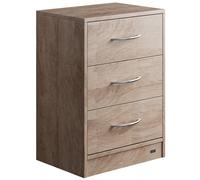 CASARIA® Mesita de Noche 3 Cajones Mesilla Auxiliar Agujero para Cable Almacenamiento 54x39x28cm Roble
