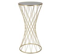 Mesita auxiliar lateral, modelo "Torre", nueva, diámetro 50 cm, altura 100 cm, color dorado