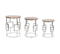 Mesita Auxiliar Set 3 Mango Acero 49,5X49,5X62 - Fijalo - El mejor complemento para tu hogar.