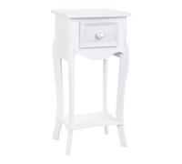 Mesita de madera de 1 cajon y 1 balda blanco 34x28x71