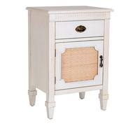 Mesita de madera lacada y rejilla de 1 cajón y 1 46x36x68h cm - blanco