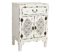 Mesita de madera lacado de 1 cajón y 2 puertas 48x32x70h cm - blanco