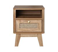 Mesita de noche 1 cajón con frente de ratán y 1 nicho l39 cm - palmo 49 cm