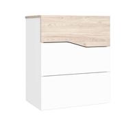 Mesita de noche 3 cajones, mesilla noche cannes cajonera blanco mate y sahara 54x65x35 cm