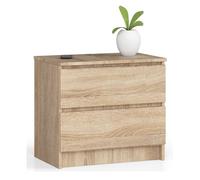 Mesita de noche akord k60 roble sonoma 60 cm 2 cajones frente en color roble sonoma 60x40x55 cm