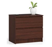 Mesita de noche akord k60 wenge 60 cm 2 cajones frente en color wenge 60x40x55 cm