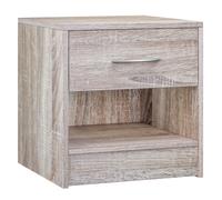 CASARIA® Mesita de Noche Mesilla Dormitorio Cama Mesa Auxiliar Salón con Cajón Amplio Moderno Resistente Estable 41x39x28cm Mueble Cómoda Roble