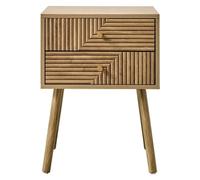 Mesita de noche con 2 cajones y frentes de madera laminada, modelo EDEN