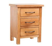Mesita De Noche Con 3 Cajones Madera Maciza Roble 40x30x54 Cm Vidaxl