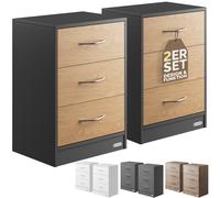 Mesita de noche Eloise set de 2 gris 54x39x28cm