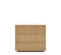 Mesita de noche Helvine de 3 cajones en chapa de roble 90 x 78 cm FSC 100%