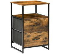 Mesita de noche HOMCOM con 2 cajones, mesita auxiliar de tela, mueble pequeño de almacenamiento, estilo industrial, práctico, 2 cajones-45 x