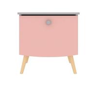 Mesita de noche infantil ringo, blanco mate / gris / rosa , 45 x 38,8 x 49,2 cm, mesita de noche infantil