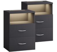 Mesita de noche Jamie set de 2 antracita 55x40x28cm