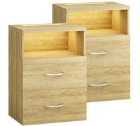 Mesita de noche Jamie set de 2 roble 55x40x28cm