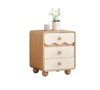 Mesita de noche Mesita De Noche Simple Madera Natural Color Crema 3 Cajones | Pequeño gabinete de almacenamiento for el dormitorio del hogar.(XXL)