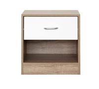 Mesita de noche ona 1 cajón color roble y cajón blanco - conforama