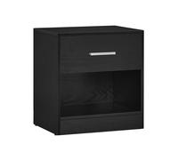 VASAGLE Mesita de Noche, Mesa Auxiliar con Cajón, Asa, Compartimento Abierto, para Dormitorio, Salón, Negro Tinta LET619T56