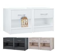 Mesita de noche set de 2 blanco 41x39x28cm