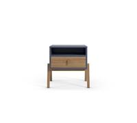 Mesita de noche thyra con 1 cajón y 1 hueco color azul marino y roble - conforama