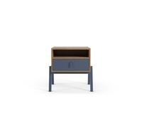 Mesita de noche thyra con 1 cajón y 1 hueco color roble y azul marino - conforama