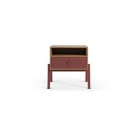 Mesita de noche thyra con 1 cajón y 1 hueco color roble y marrón arcilla - conforama