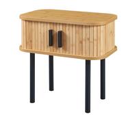 Mesita de noche tvedestrand con puertas bambú 48x30x45cm - natural/negro [en.casa]