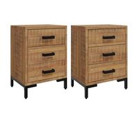 vidaXL Mesitas de noche de madera maciza de pino 40x30x55 cm marrón y negro