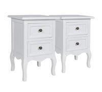 vidaXL 2X Mesitas de Noche con 2 Cajones Estilo Vintage de Madera MDF Blanca