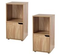Mesitas de noche con 2 cajones, diseño de madera y 1 puerta - lote de 2 - MODU