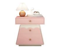 Mesitas de noche Gabinete de almacenamiento madera maciza color crema | Mesa de almacenamiento sencilla for la cabecera del dormitorio en casa(Pink,XXL)