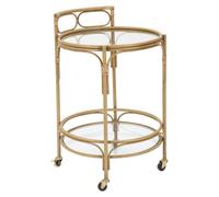 Mesitas Leavy de hierro, MDF y espejo dorado — set de 2, Ø 38x55 y Ø 33x50 cm