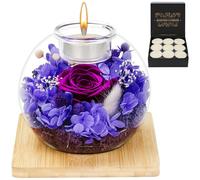 MestectPET Rosa eterna en Vidrio, Set de Rosa Preservada y Velas Perfumadas, Cumpleaños Día de la Madre San Valentín Aniversario Navidad para Mamá Novia Esposa y Mujer (Morado)