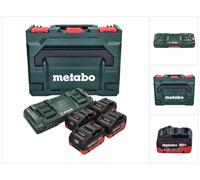 Metabo Basic Kit - 4x baterías LiHD 18 V 5,5 Ah Li-Ion CAS system (685180000) + cargador doble ASC 145 DUO + metaBOX