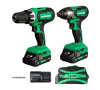 Metabo HPT KC18DFX - Kit combinado de taladro de martillo y destornillador de impacto multivoltios de 18 V | Inalámbrico | Baterías de iones de litio de 2 a 2.0 Ah con indicador de combustible