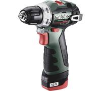 Metabo Taladro atornillador a batería 12V 601721500, 2x batería 2,0 Ah Li-Power, cargador