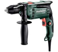 metabo SBE 650 Taladro Percutor de 650 W, Portabrocas 13 mm y Reversible | Herramienta de cable de 10 Nm, perfora 14 mm en hormigón, husillo con hexágono interior para puntas, velocidad variable
