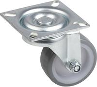 Metafranc 802870 - Rueda de poliuretano (50 mm de diámetro, placa de 60 x 60 mm, superficie de rodadura suave, rodamiento deslizante, capacidad de carga de 65 kg, ruedas de transporte, ruedas para