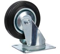 Metafranc Rueda giratoria de 100 mm de diámetro, placa de 104 x 80 mm, rueda de goma maciza, superficie de rodadura suave, rodamiento de rodillos, capacidad de carga de 70 kg, ruedas de transporte
