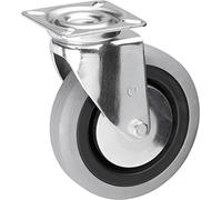 Metafranc Rueda giratoria de 100 mm de diámetro, placa de 60 x 60 mm, rueda de goma, superficie de rodadura suave, rodamiento deslizante, capacidad de carga de 75 kg, ruedas de transporte, ruedas para