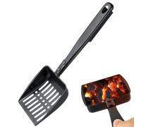 Metal Ash Shovel, Black Coal Shovel, Hollow Out Wood Stove Ash Sifter, Lighweight Heat Resistant Durabled Fire Pit Tool for Fireplaces, Outdoor Bbq Grills, 12.87x4.33x1.18 Inches