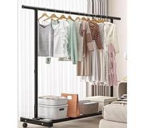 Metal Clothes Rack on Wheels,Garment Racks,Perchero Burro con Ruedas,Organizador de Abrigos,Barra para Colgar con Barra Superior y Estante de Almacenamiento(Size:150cm,Color:a)